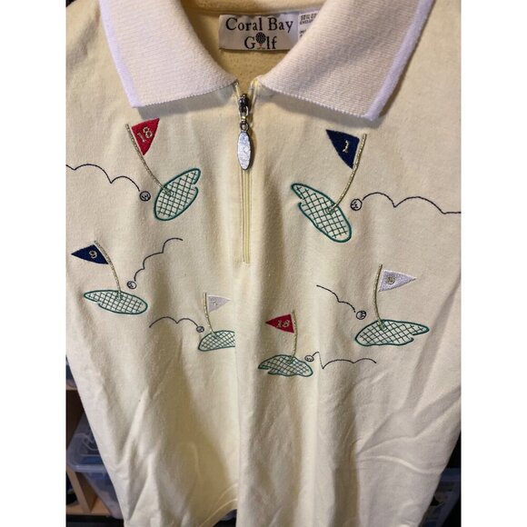 Vintage 90s Coral Bay Golf Yellow Short Sleeved Embroidered Polo Sz PS - Picture 4 of 6